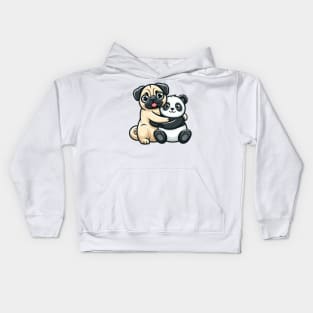 Pug and Panda are Animal Pals Kids Hoodie